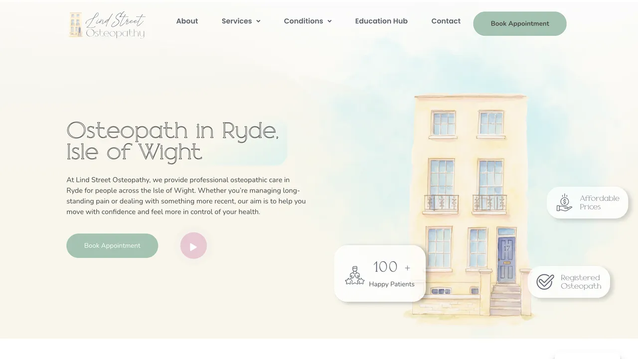 Lind Street Osteopathy website screenshot