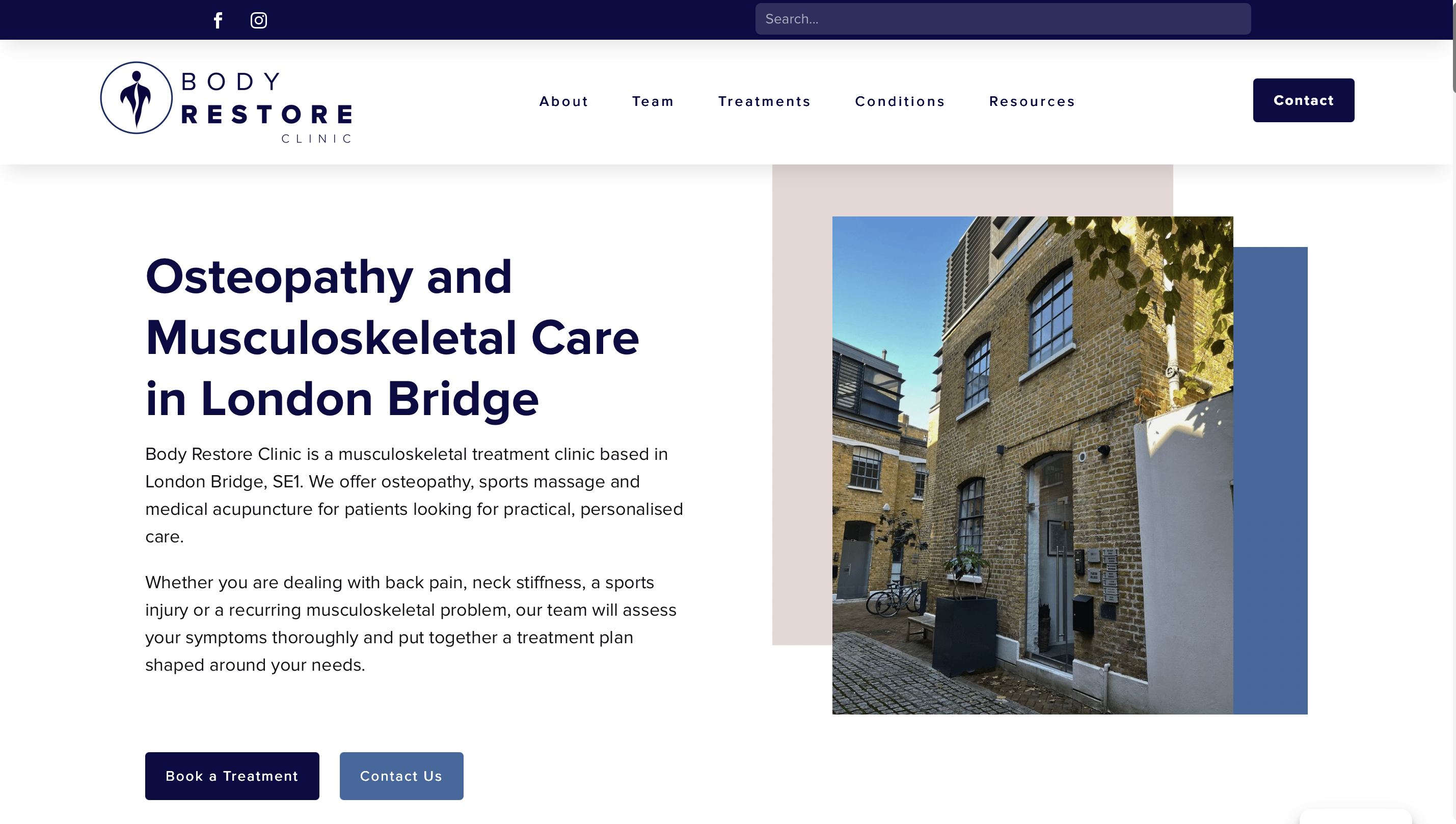 Body Restore Clinic website homepage